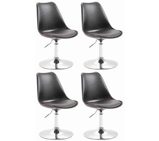 Lot De 4 Chaises De Salle À Manger Maverick En Plastique Avec Pied Métal Noir /chrome