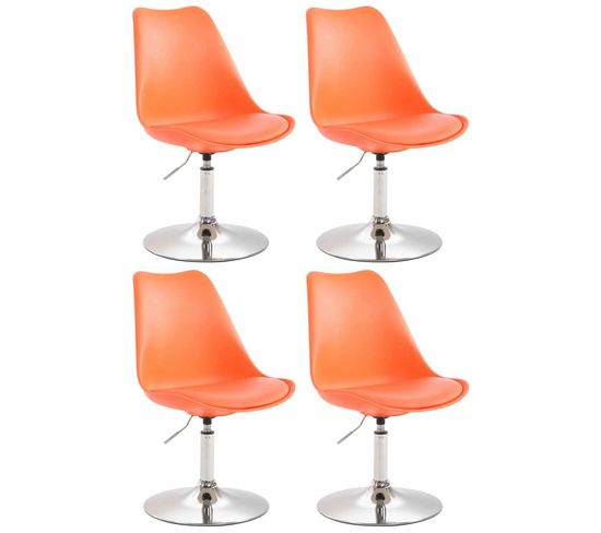 Lot De 4 Chaises De Salle À Manger Maverick En Plastique Avec Pied Métal Orange/chrome