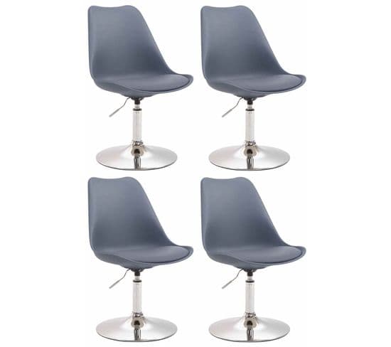 Lot De 4 Chaises De Salle À Manger Maverick En Plastique Avec Pied Métal Gris/chrome