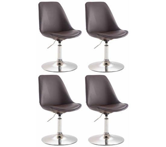 Lot De 4 Chaises De Salle À Manger Maverick Similicuir Avec Pied Trompette Marron/chrome