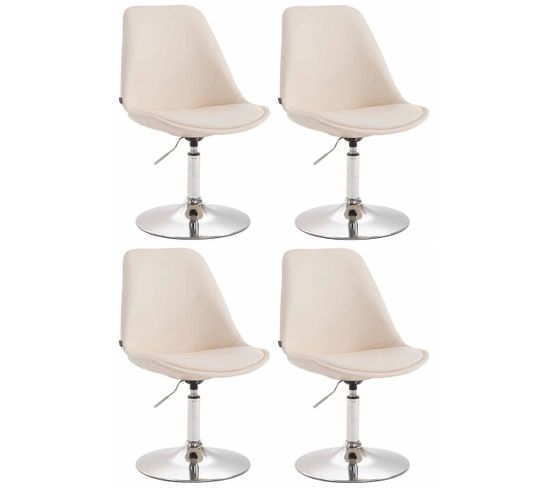 Lot De 4 Chaises De Salle À Manger Maverick Similicuir Avec Pied Trompette Crème/chrome