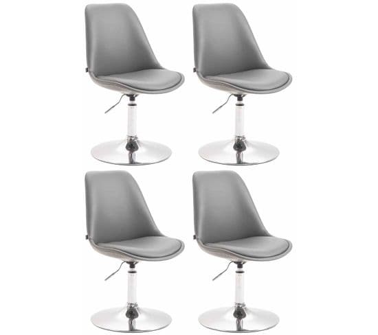 Lot De 4 Chaises De Salle À Manger Maverick Similicuir Avec Pied Trompette Gris/chrome