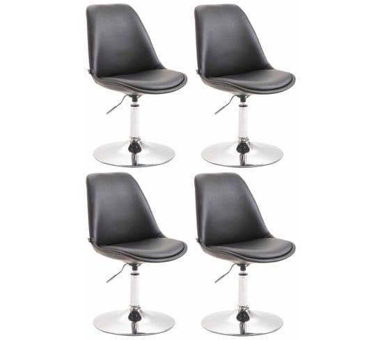 Lot De 4 Chaises De Salle À Manger Maverick Similicuir Avec Pied Trompette Noir /chrome