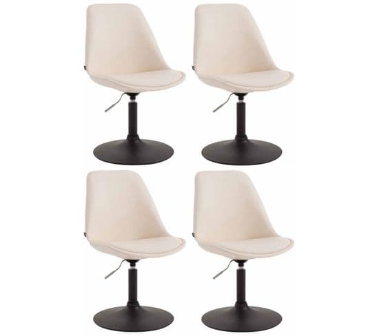 Lot De 4 Chaises De Salle À Manger Maverick Similicuir Avec Pied Trompette Crème/noir