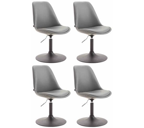 Lot De 4 Chaises De Salle À Manger Maverick Similicuir Avec Pied Trompette Gris/noir