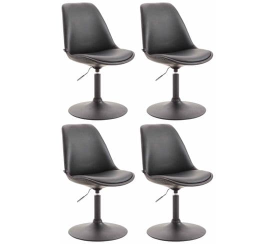 Lot De 4 Chaises De Salle À Manger Maverick Similicuir Avec Pied Trompette Noir /noir