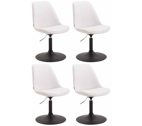 Lot De 4 Chaises De Salle À Manger Maverick Similicuir Avec Pied Trompette Blanc /noir