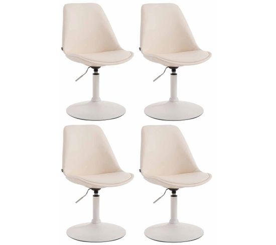 Lot De 4 Chaises De Salle À Manger Maverick Similicuir Avec Pied Trompette Crème/blanc