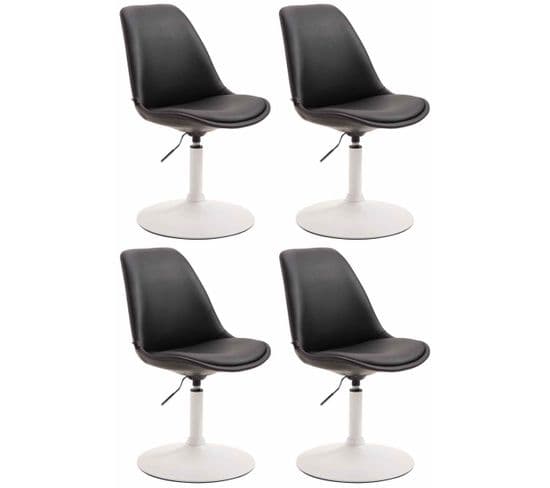 Lot De 4 Chaises De Salle À Manger Maverick Similicuir Avec Pied Trompette Noir /blanc