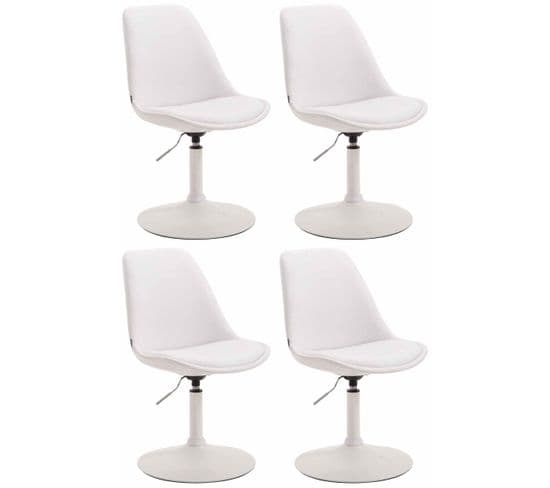 Lot De 4 Chaises De Salle À Manger Maverick Similicuir Avec Pied Trompette Blanc /blanc