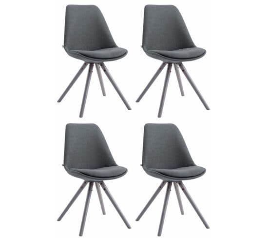 Lot De 4 Chaises De Salle À Manger Toulouse Tissu Pieds Ronds Bois Gris Foncé/gris