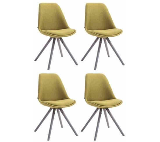 Lot De 4 Chaises De Salle À Manger Toulouse Tissu Pieds Ronds Bois Vert/gris