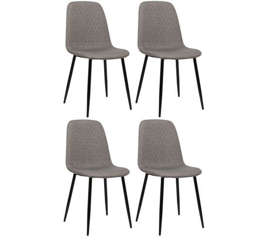 Lot De 4 Chaises De Salle À Manger Giverny Avec Piètement En Métal Noir Gris/tissu