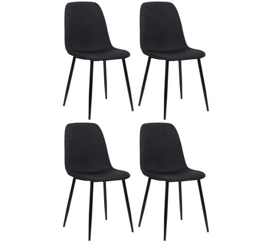 Lot De 4 Chaises De Salle À Manger Giverny Avec Piètement En Métal Noir Noir /tissu