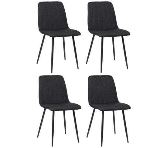 Lot De 4 Chaises De Salle À Manger Dijon Avec Piètement En Métal Noir Noir /tissu