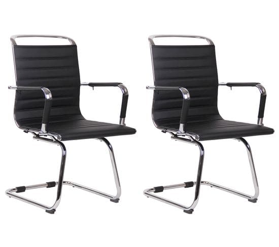 Lot De 2 Chaises Cantilever Balve Avec Piètement Luge En Métal Noir /similicuir