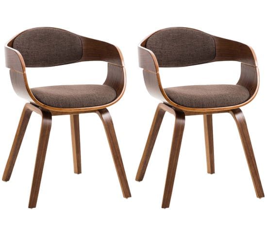 Lot De 2 Chaises De Salle À Manger Kingston En Tissu Noyer / Marron/noyer