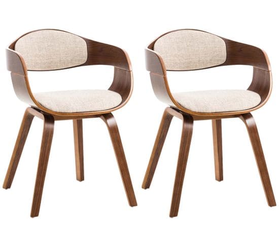 Lot De 2 Chaises De Salle À Manger Kingston En Tissu Noyer / Crème/noyer