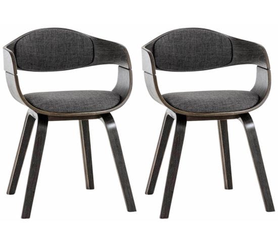 Lot De 2 Chaises De Salle À Manger Kingston En Tissu Gris / Gris Clair/gris