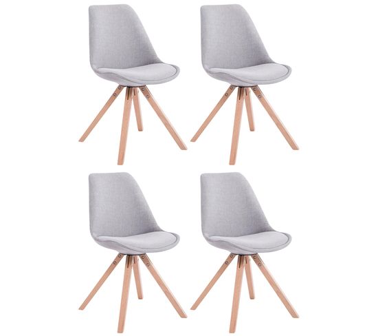 Lot De 4 Chaises De Salle À Manger Toulouse Tissu Pieds Carrés Bois Gris/nature