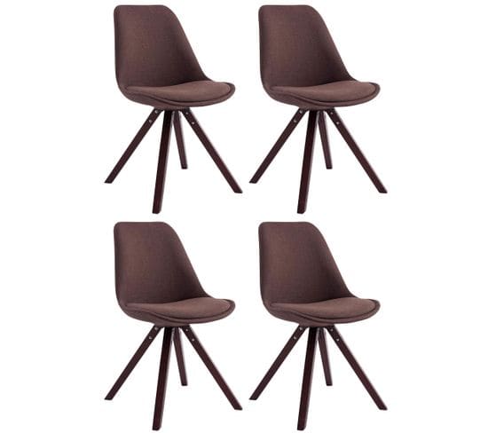 Lot De 4 Chaises De Salle À Manger Toulouse Tissu Pieds Carrés Bois Marron/cappuccino