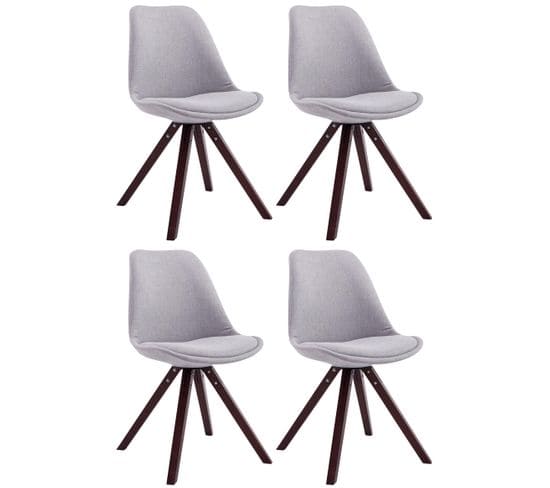 Lot De 4 Chaises De Salle À Manger Toulouse Tissu Pieds Carrés Bois Gris/cappuccino