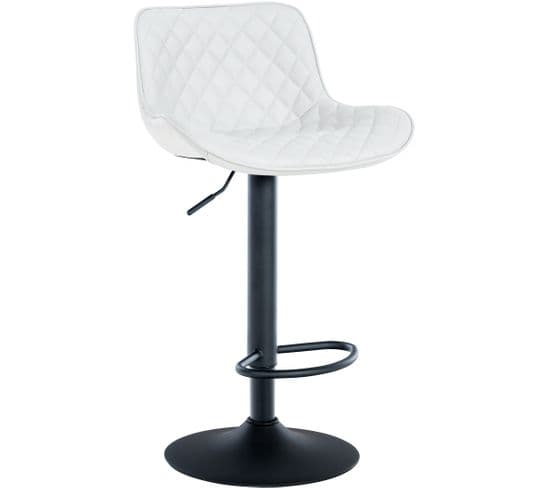 Tabouret De Bar Minosa Réglable Et Pivotant Blanc /similicuir