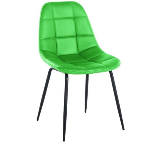 Chaise De Salle À Manger Tom Avec Pieds En Métal Noir Vert/similicuir