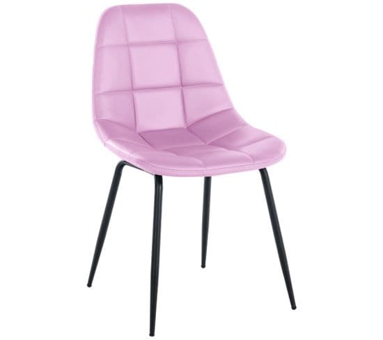 Chaise De Salle À Manger Tom Avec Pieds En Métal Noir Rose/similicuir