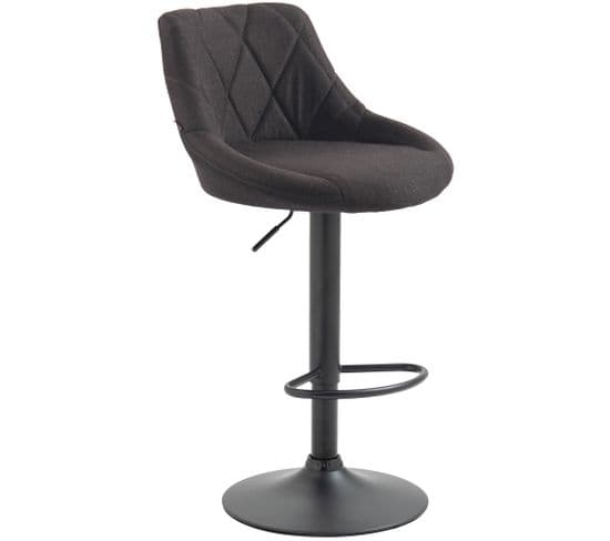 Tabouret De Bar Lazio En Tissu Hauteur Réglable Siège Pivotant Gris Foncé/noir