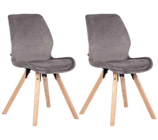 Lot De 2 Chaises De Salle À Manger Luna Gris/velours