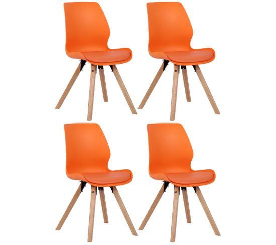 Lot De 4 Chaises De Salle À Manger Luna Orange/plastique