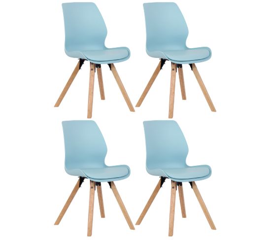 Lot De 4 Chaises De Salle À Manger Luna Bleu/plastique