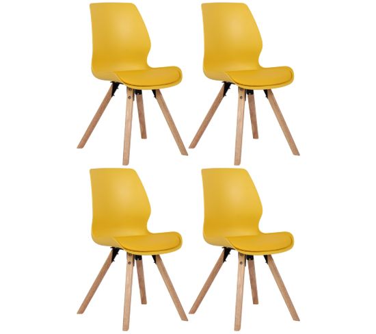 Lot De 4 Chaises De Salle À Manger Luna Jaune/plastique