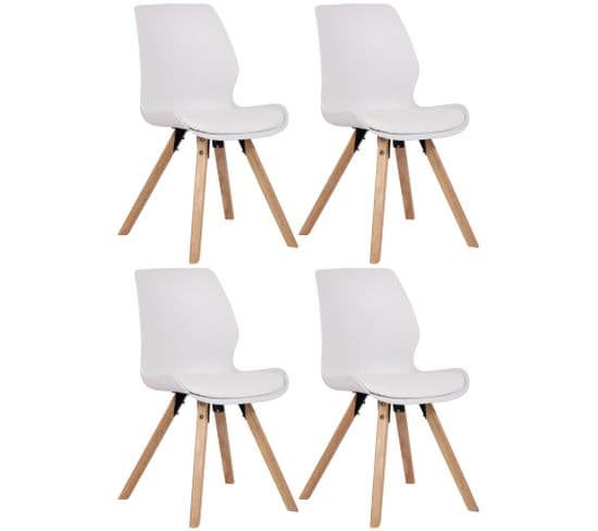 Lot De 4 Chaises De Salle À Manger Luna Blanc /plastique