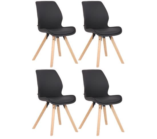 Lot De 4 Chaises De Salle À Manger Luna Noir /similicuir