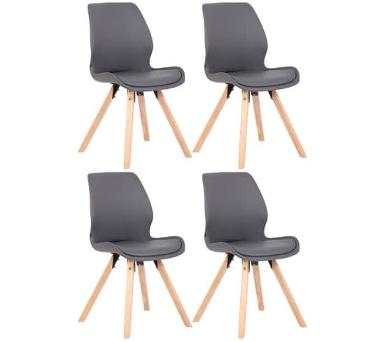 Lot De 4 Chaises De Salle À Manger Luna Gris/similicuir