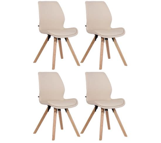 Lot De 4 Chaises De Salle À Manger Luna Crème/similicuir