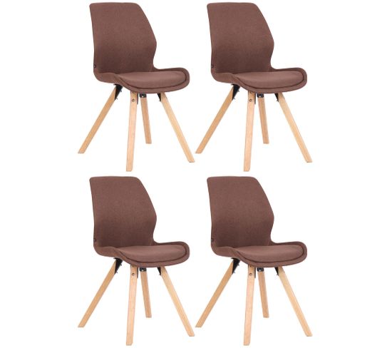 Lot De 4 Chaises De Salle À Manger Luna Marron/tissu