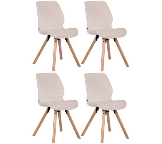 Lot De 4 Chaises De Salle À Manger Luna Crème/velours