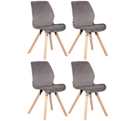 Lot De 4 Chaises De Salle À Manger Luna Gris/velours