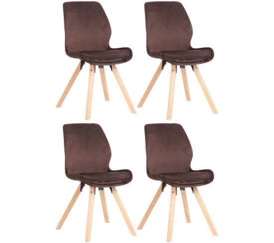 Lot De 4 Chaises De Salle À Manger Luna Marron/velours