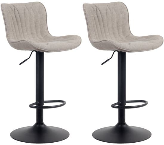 Lot De 2 Tabourets De Bar Linus Pied En Métal Réglable Pivotant Taupe/tissu