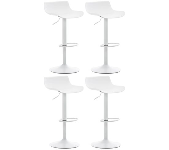 Lot De 4 Tabourets De Bar Aveiro En Plastique Blanc