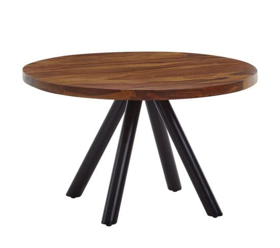 Table Basse Ronde Bois Massif 60x60x35 Cm Petite Table De Salon Moderne