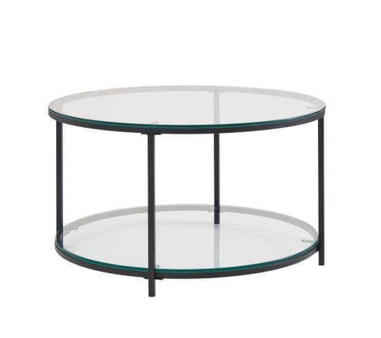 Table Basse De Salon Ronde Verre Métal 80x80x45 Cm Table Canapé Moderne