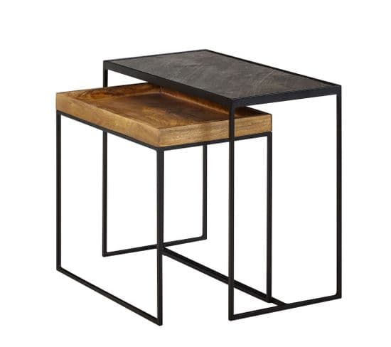 Tables Gigognes Bois Massif Pierre Deux Table D'appoint Basse Lot De 2