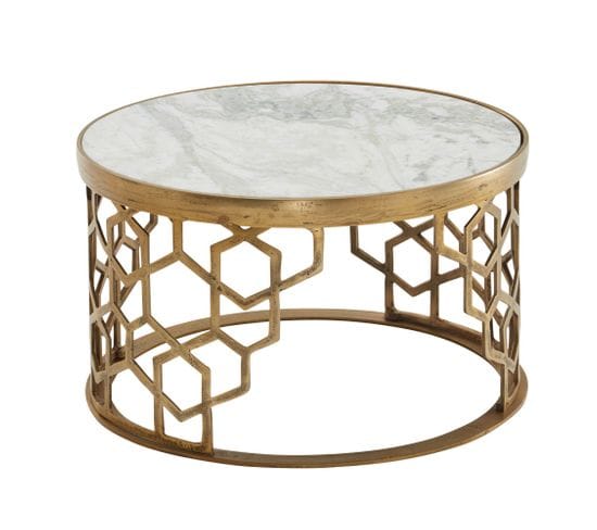 Table Basse Ronde Marbre 60x60x36 Cm Petite Table De Salon Moderne Blanc