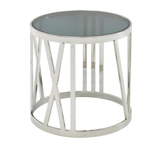 Table D'appoint Verre Et Métal Ø 45 Cm Petite Table De Salon Ronde