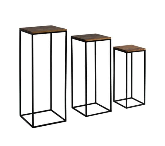 Tables Gigognes Bois Massif Table D'appoint Basse Moderne Lot De 3